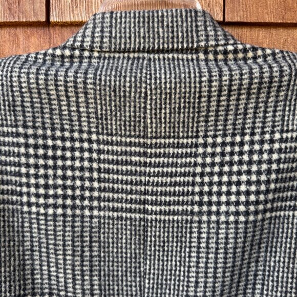 Vintage Evan Picone Black and Cream Plaid Wool Double Breasted Blazer in Large - Picture 10 of 11